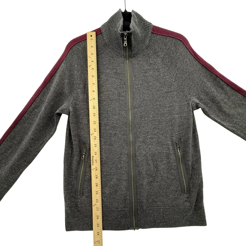 Vintage Banana Republic‎ Mens Cardigan Sweater Small Zip Up Gray Merino Wool - Picture 9 of 10